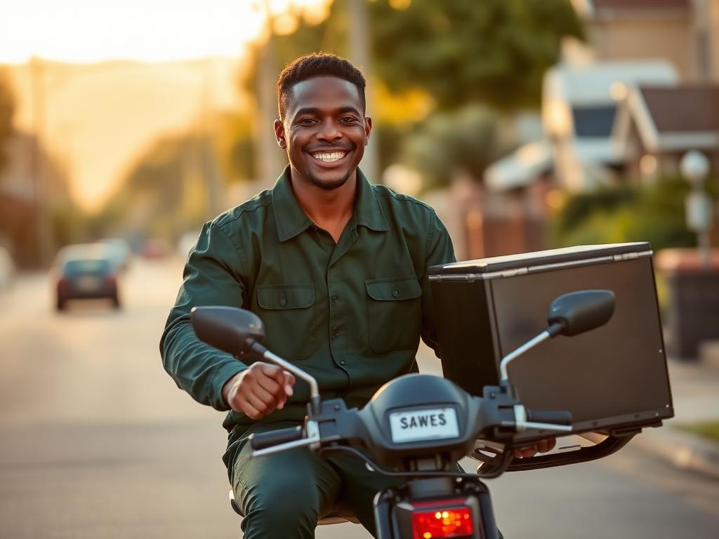Young South Africans delivering and receiving groceries — slide 1