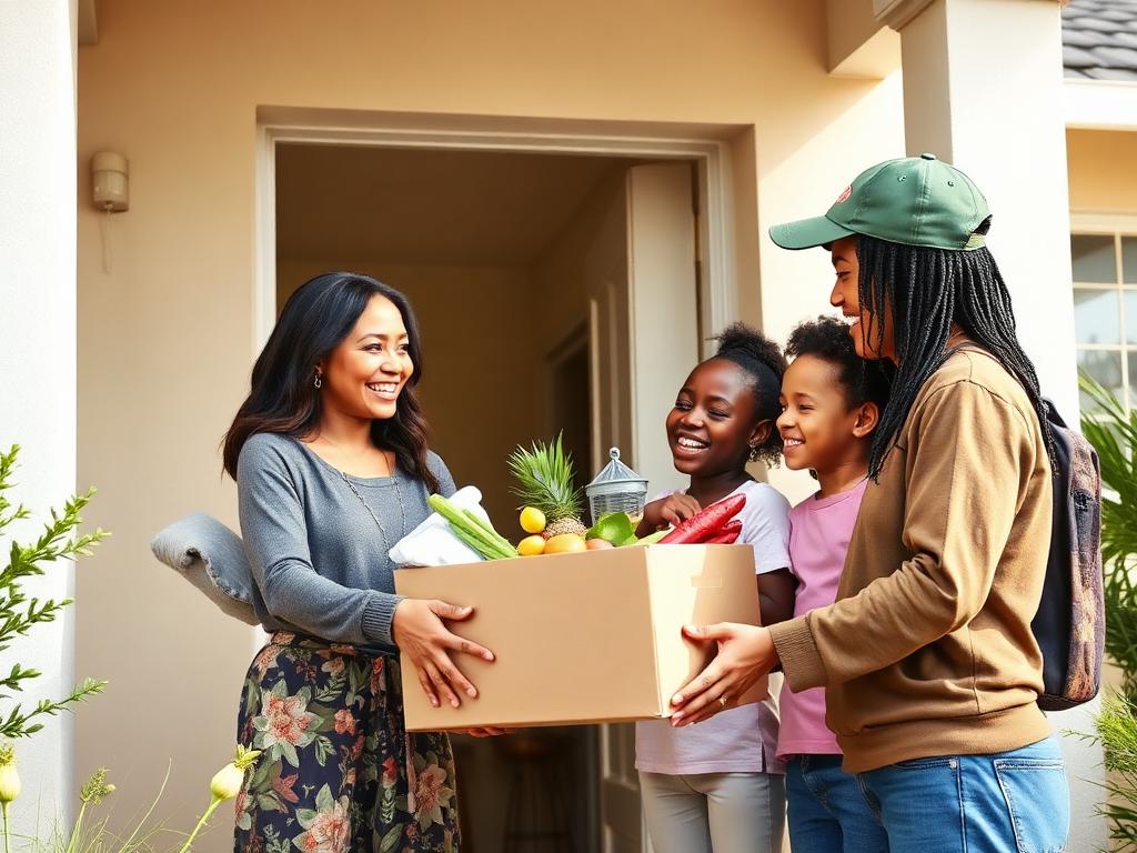 Young South Africans delivering and receiving groceries — slide 2