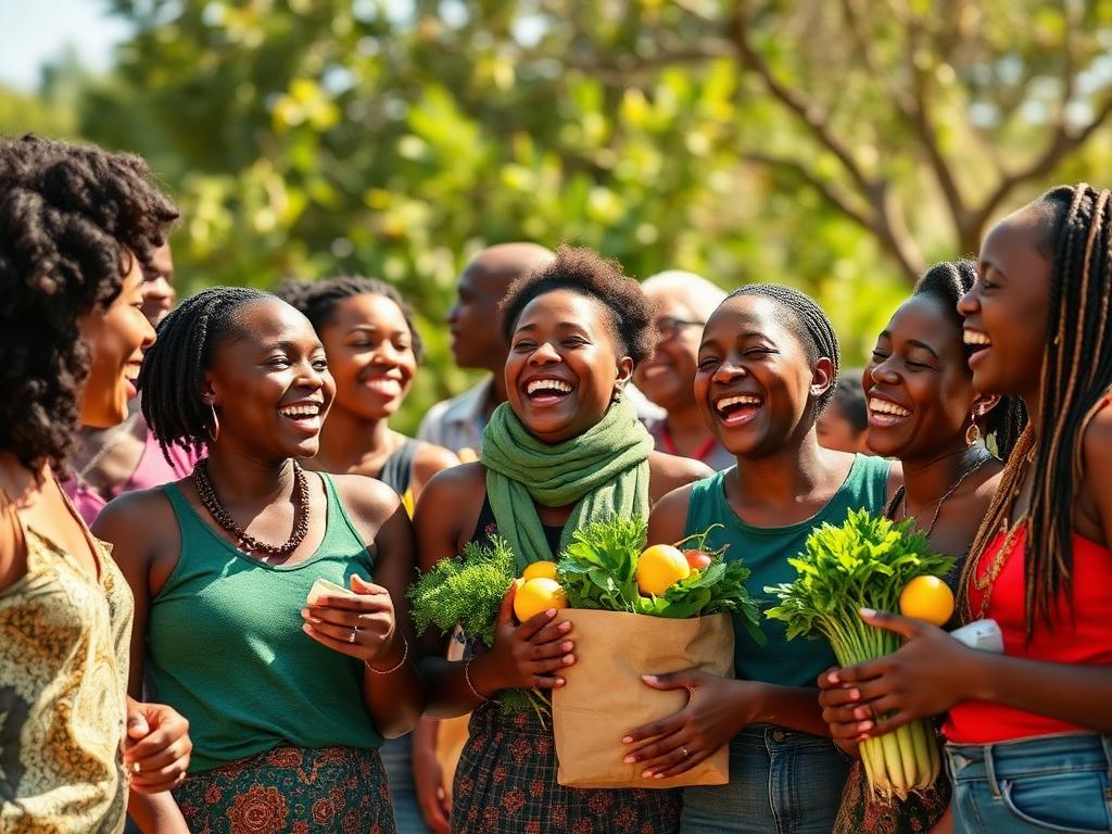 Young South Africans delivering and receiving groceries — slide 4